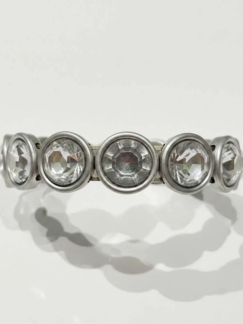Crystal Disc Stretch Bracelet - Clear Crystal on Silver set $12